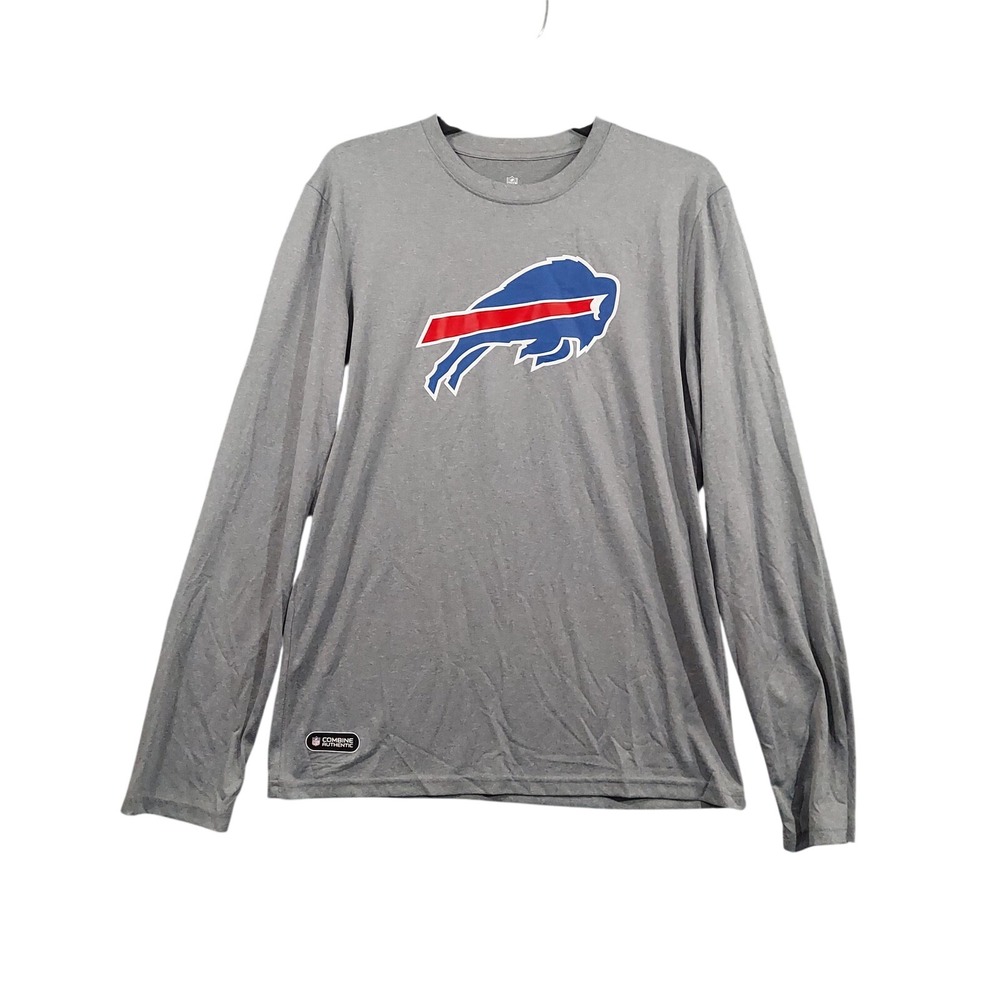 Buffalo Bills Shirt Mens Medium Gray NFL Team Apparel NFL Combine Long Sleeve